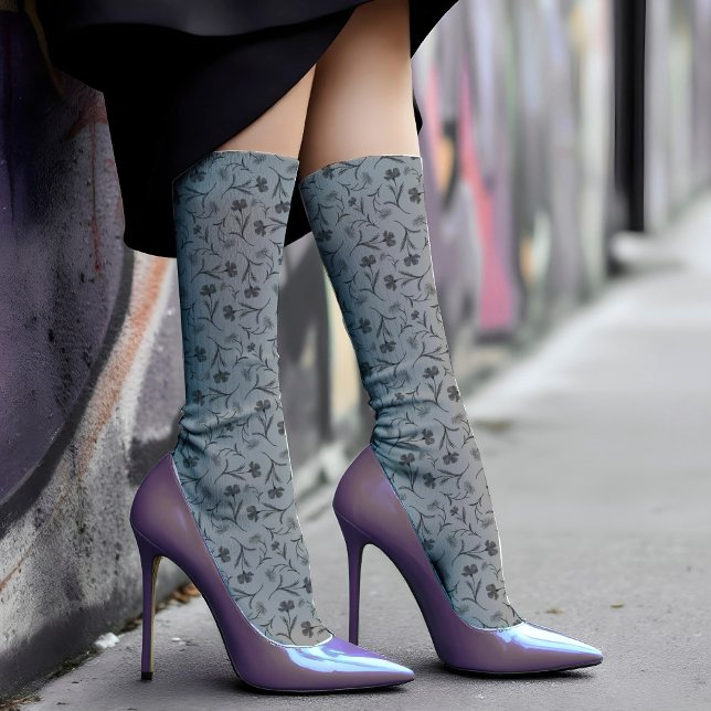 Vintages Blumenmuster Chic Elegant & Klassik Grau Socken (Von Creator hochgeladen)