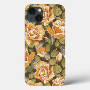 Vintages Blumenmuster der gelben Rosen iPhone 13 Hülle