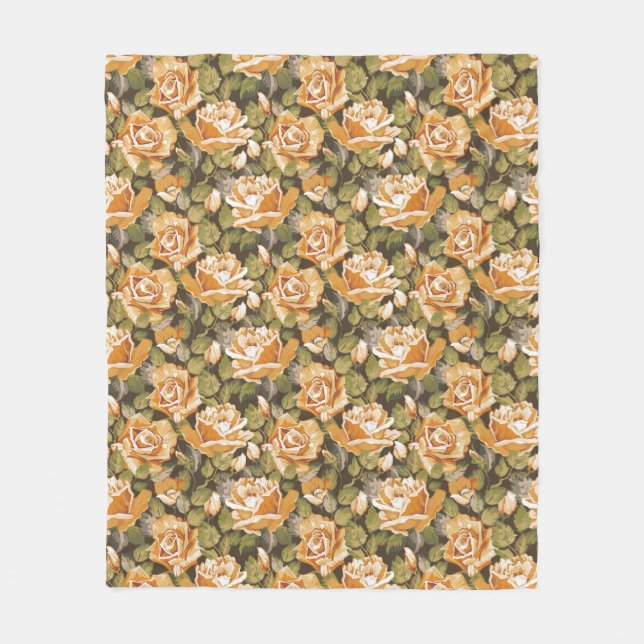 Vintages Blumenmuster der gelben Rosen Fleecedecke (Vorderseite)