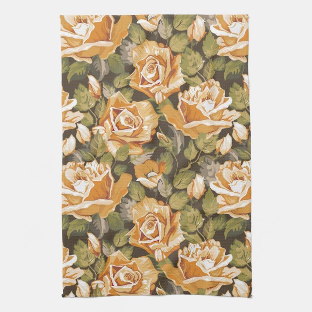 Vintages Blumenmuster der gelben Rosen Handtuch (Vertikal)