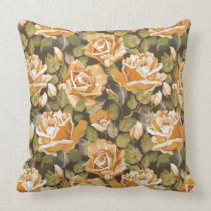 Vintages Blumenmuster der gelben Rosen Kissen