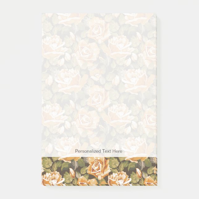 Vintages Blumenmuster der gelben Rosen Post-it Klebezettel (Vorderseite)