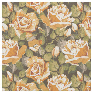 Vintages Blumenmuster der gelben Rosen Stoff