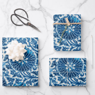 Vintages Blumenmuster Geschenkpapier Set