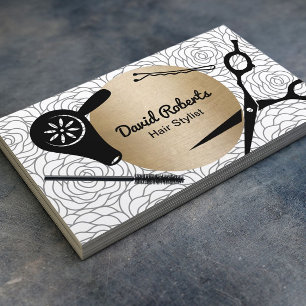 Vintages Blumenmuster Gold-Rundhaarstil Visitenkarte