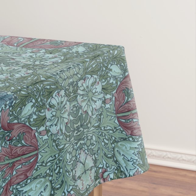 Vintages Blumenmuster Grün Blau Weiß Tischdecke (Beispiel)