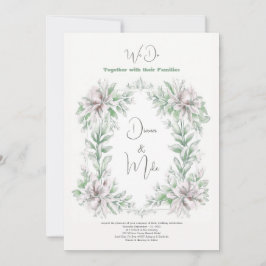 Vintages Blumenmuster grün, mit Details, Einladung