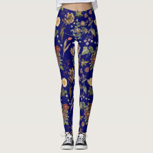 Vintages Blumenmuster in Aquarellfarbe 2508.DBlue Leggings