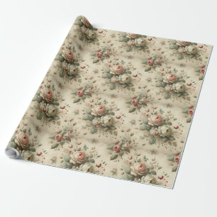 Vintages Blumenmuster - Klassische Rose des Geschenkpapier