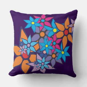 Vintages Blumenmuster Lila Hintergrund Kissen