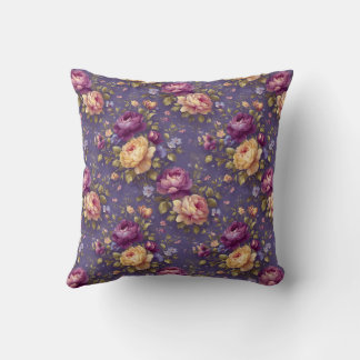 Vintages Blumenmuster mit eleganten Blätter Kissen
