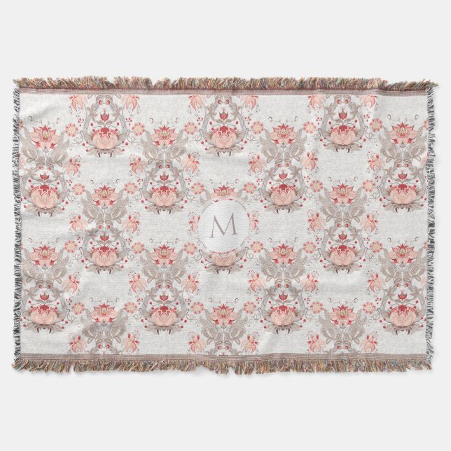Vintages Blumenmuster Monogramm T Blanken Decke (Vorderseite)