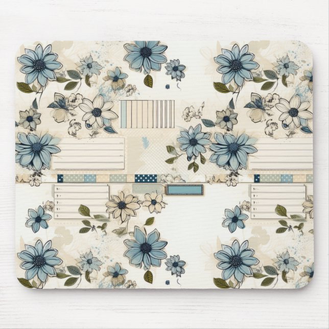 Vintages Blumenmuster Mousepad (Vorne)