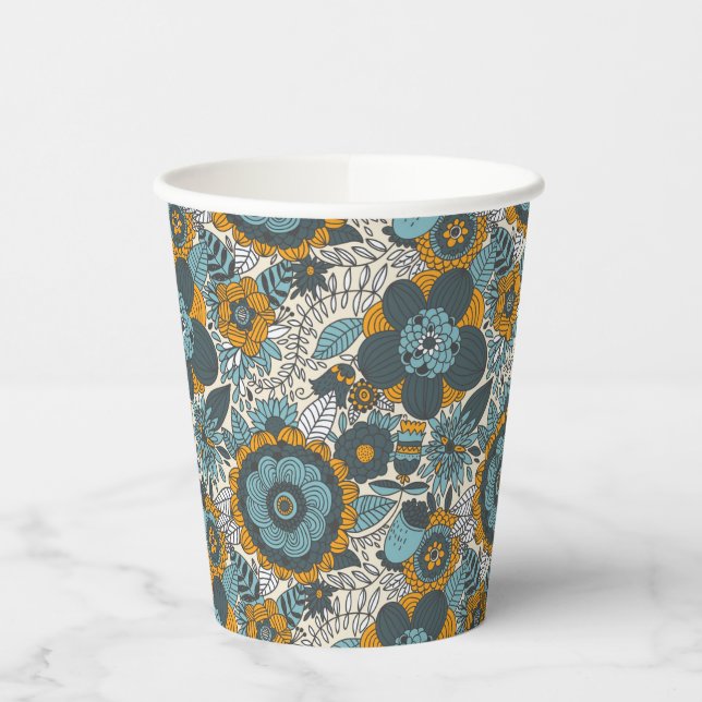 Vintages Blumenmuster Pappbecher (Links)