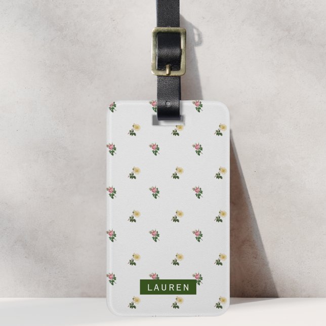 Vintages Blumenmuster Personalisierte Gepäckmarke Gepäckanhänger (Von Creator hochgeladen)