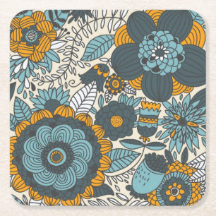 Vintages Blumenmuster Rechteckiger Pappuntersetzer