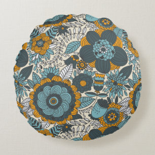 Vintages Blumenmuster Rundes Kissen