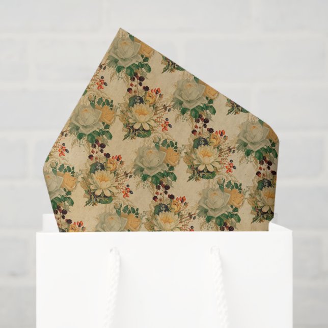 Vintages Blumenmuster Seidenpapier (Geschenktüte)