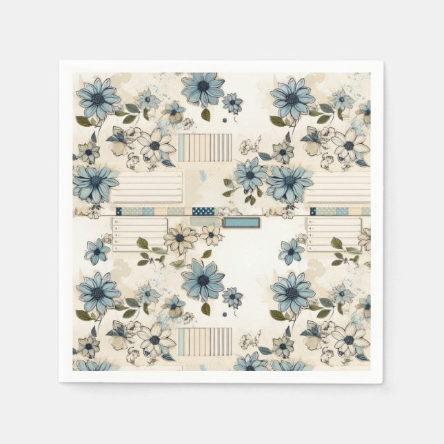 Vintages Blumenmuster Serviette (Vorderseite)