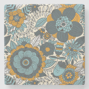 Vintages Blumenmuster Steinuntersetzer