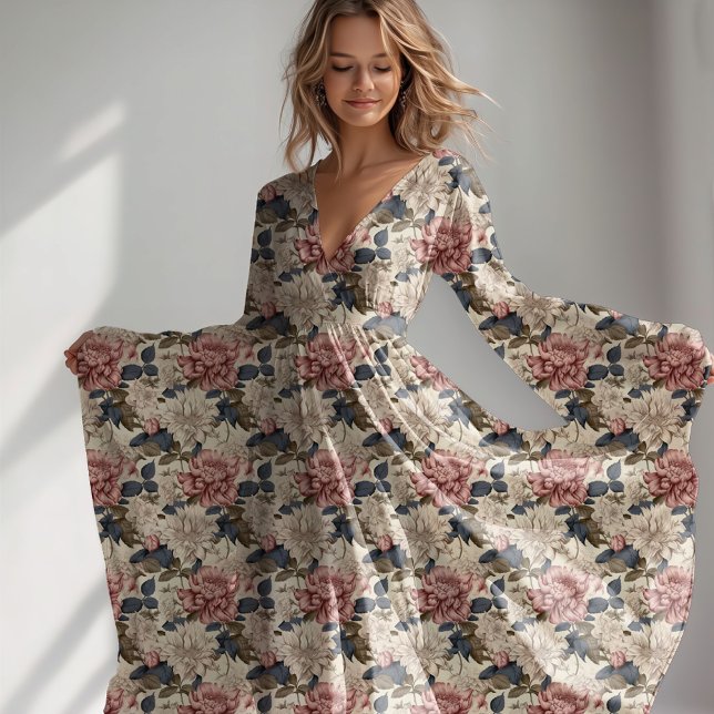 Vintages Blumenmuster Stoff (vintage floral botanical peonies pattern fabric)