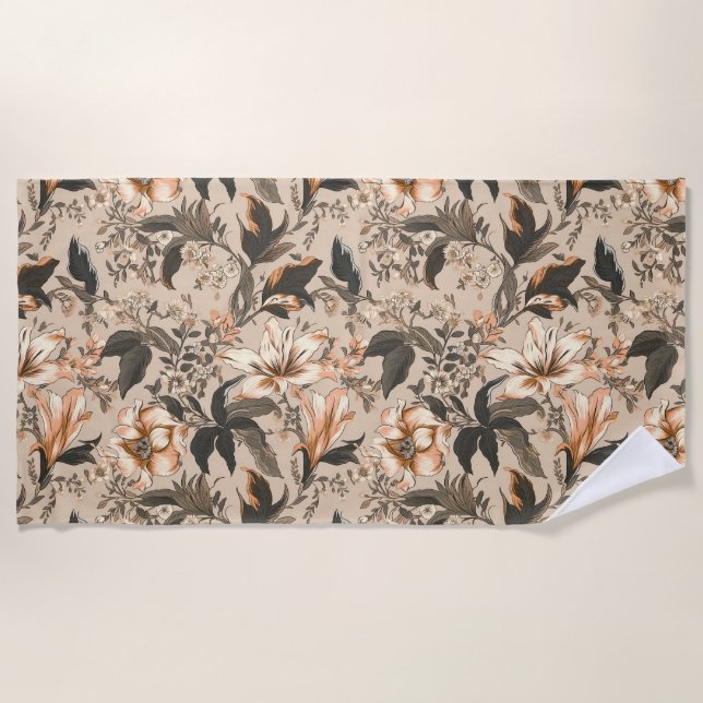 Vintages Blumenmuster Strandtuch (Vorderseite)