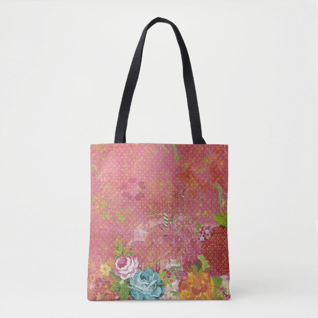 Vintages Blumenmuster Tasche (Vorderseite)