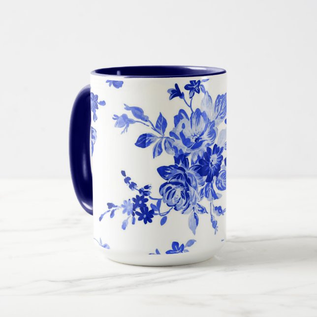 Vintages Blumenmuster Tasse (Vorderseite Links)
