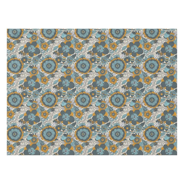 Vintages Blumenmuster Tischdecke (Vorderseite (Horizontal))