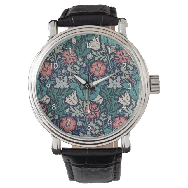 Vintages Blumenmuster, William Morris Armbanduhr (Vorderseite)
