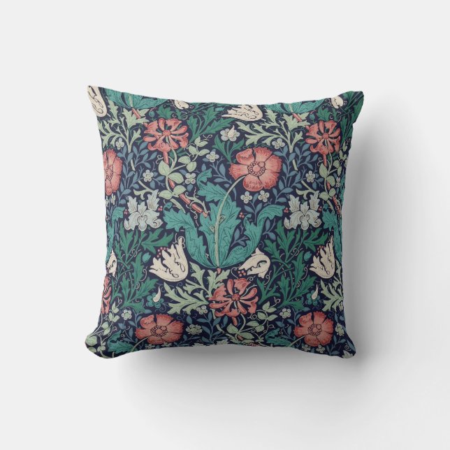 Vintages Blumenmuster, William Morris Kissen (Vorderseite)