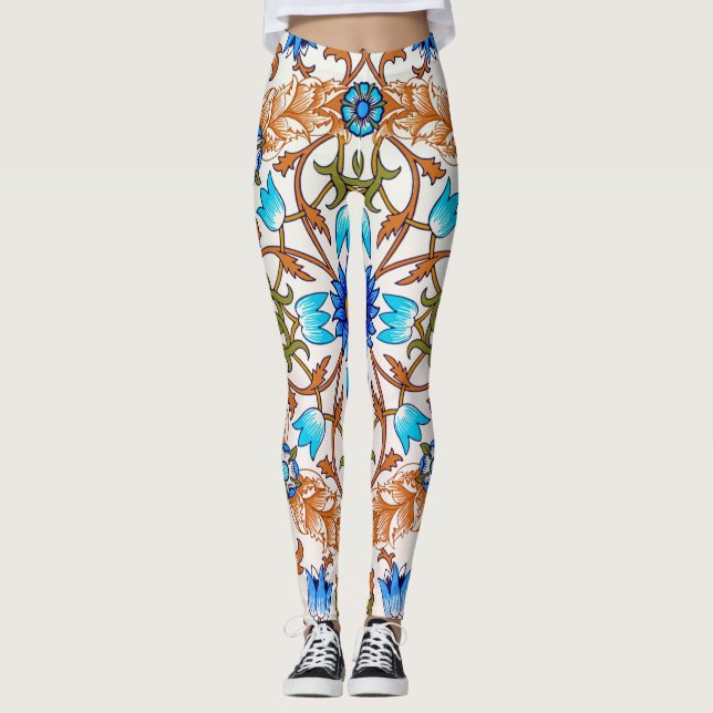 Vintages Blumenmuster, William Morris Leggings (Vorderseite)