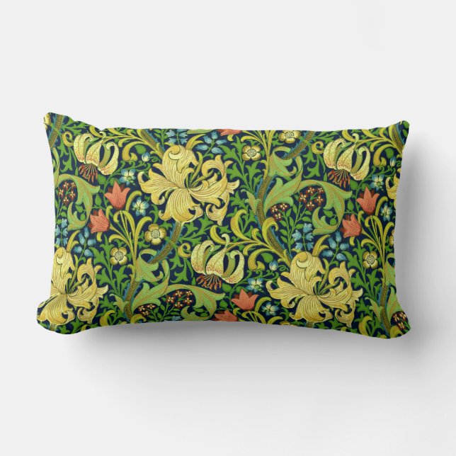 Vintages Blumenmuster William Morris Restauration Lendenkissen (Vorderseite)