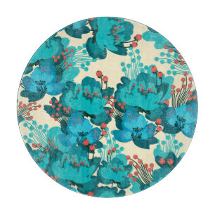 Vintages Blumenmuster, zarte Blume. Schneidebrett