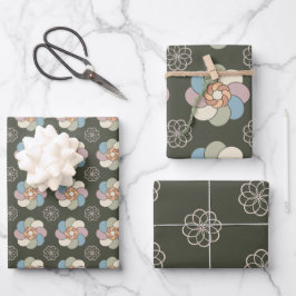 Vintages Blumenpapier Geschenkpapier Set