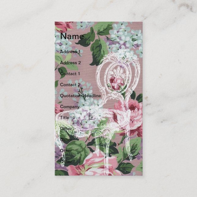 Vintages Blumenpapier mit Vorsitz Visitenkarte (Vorderseite)