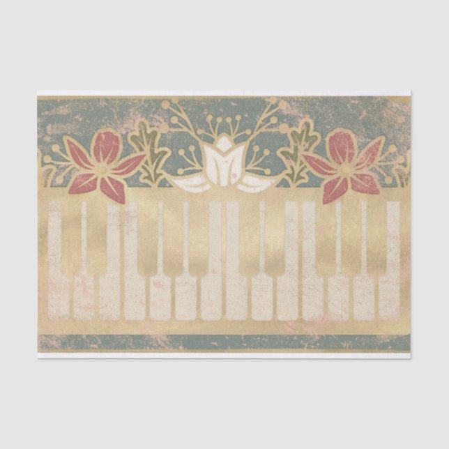 Vintages Blumenpiano Seidenpapier (Vorderseite)