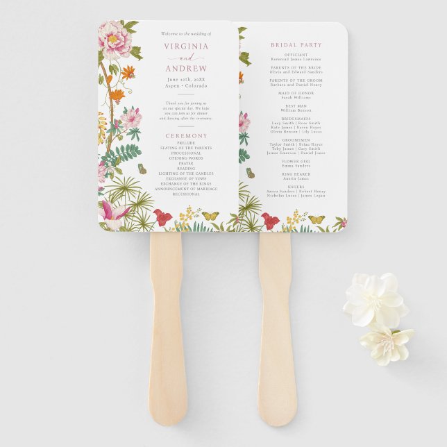 Vintages Blumenprogramm Fächer (Vorne und Hinten)