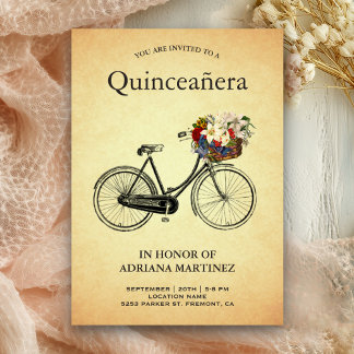 Vintages Blumenrad 15. Geburtstag Quinceanera Einladung