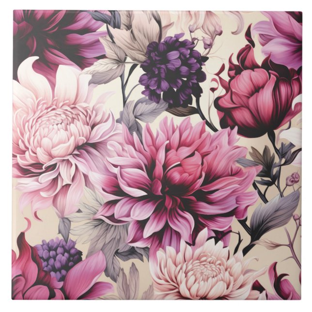 Vintages Blumenrosa Fliese (Vorderseite)