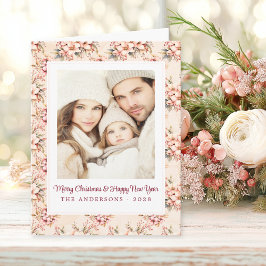 Vintages Blumenrosa Weihnachten individuell anpass Karte