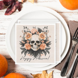 Vintages Blumenschädel Halloween Serviette