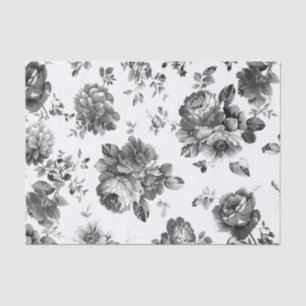 Vintages BlumenSchwarzweiss-seidenpapier Seidenpapier