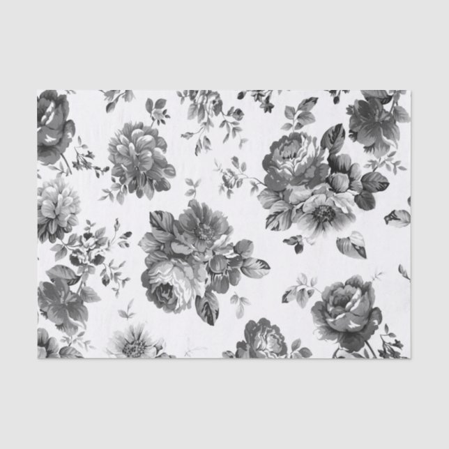 Vintages BlumenSchwarzweiss-seidenpapier Seidenpapier (Vorderseite)
