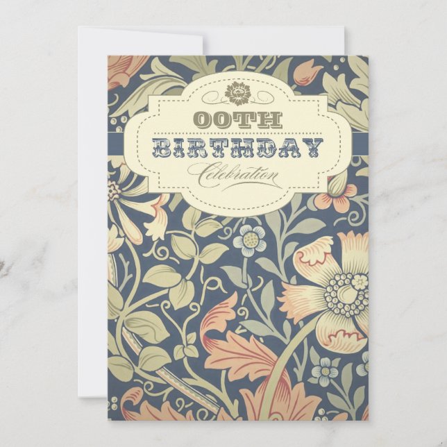 Vintages Blumentypografisches Design Einladung (Vorderseite)