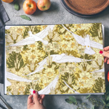 Vintages Blumenvogel-Grünes Jugendstil-Muster