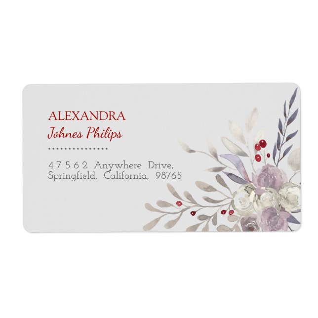 Vintages Blumenwasser, botanisches Adressetikett (Vorne)