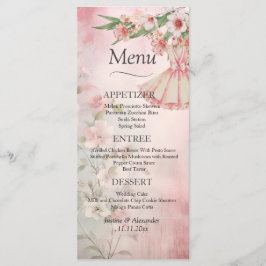 Vintages Blush Dress Wedding Menu Menükarte