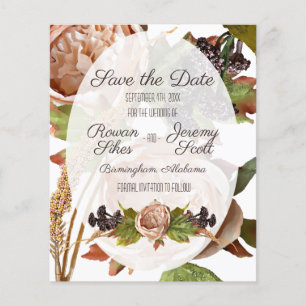 Vintages Blush & Platin Blumenbudget Save the Date Flyer