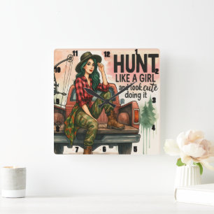 Vintages Bogenschiessen Quadratische Wanduhr